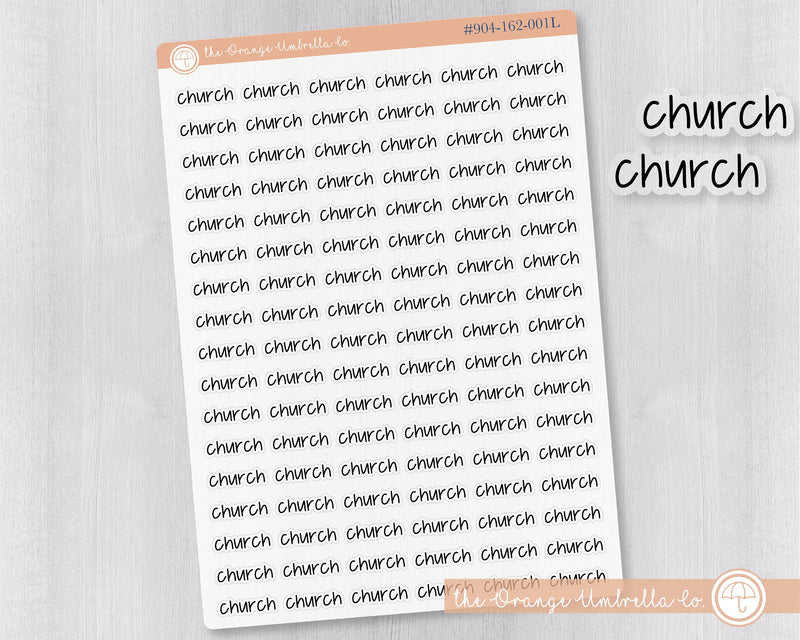 Church Jen Plans Script Planner Stickers | FJP Clear Matte | S-324-BCM