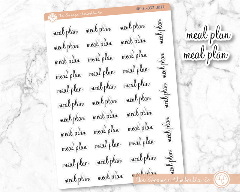 CLEARANCE | Meal Plan Script Planner Stickers | F4  | S-143 / 901-033-001L-WH