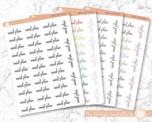 Meal Plan Planner Stickers, Script &quot;Meal Plan&quot; Labels, Color Print Planning Stickers, F4 (#901-033-001L-WH)