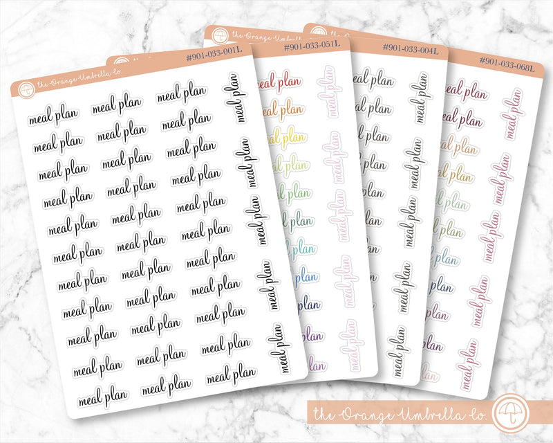 CLEARANCE | Meal Plan Script Planner Stickers | F4  | S-143 / 901-033-001L-WH