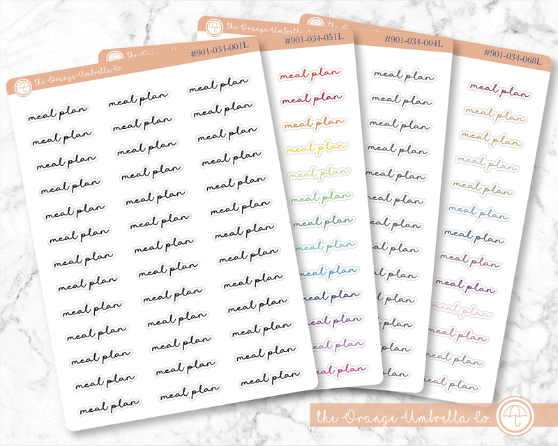 Meal Plan Script Planner Stickers | F5  | 901-034-001L-WH