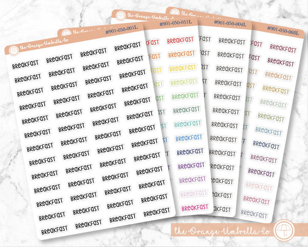 Breakfast Planner Stickers, Script &quot;Breakfast&quot; Labels, Color Print Planning Stickers, F3 (#901-050-001L-WH)