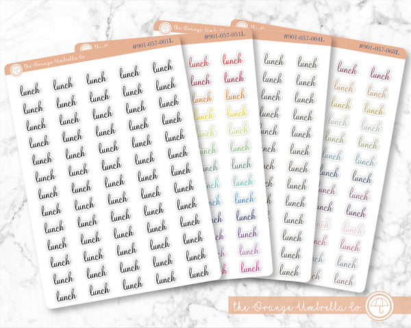 Lunch Planner Stickers, Script &quot;Lunch&quot; Labels, Color Print Planning Stickers, F4 (#901-057-001L-WH)