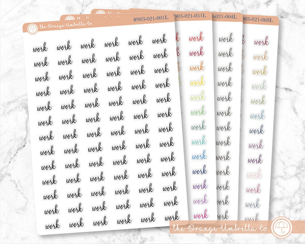 Work Planner Stickers, Script &quot;Work&quot; Labels, Color Print Planning Stickers, F4 (#903-073-001L-WH)