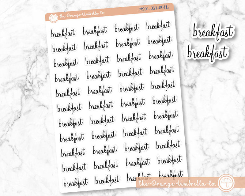 Breakfast Script Planner Stickers | F4 | S-137 / 901-051-001L-WH