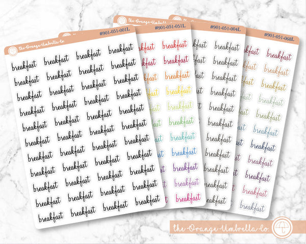 Breakfast Planner Stickers, Script &quot;Breakfast&quot; Labels, Color Print Planning Stickers, F4 (#901-051-001L-WH)