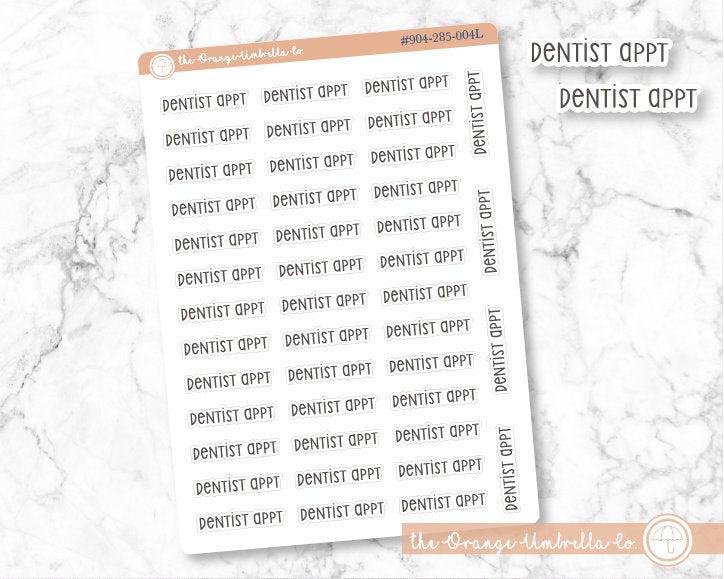 Dentist Appt Script Planner Stickers | F3  | 904-285-001L-WH