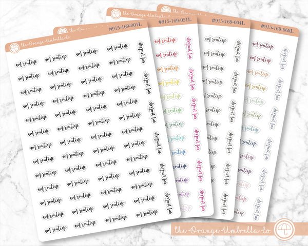 AM Routine Label Planner Stickers, Script &quot;AM Routine&quot; Labels, Colored Print Planning Stickers, F2 (#915-169-001L-WH)