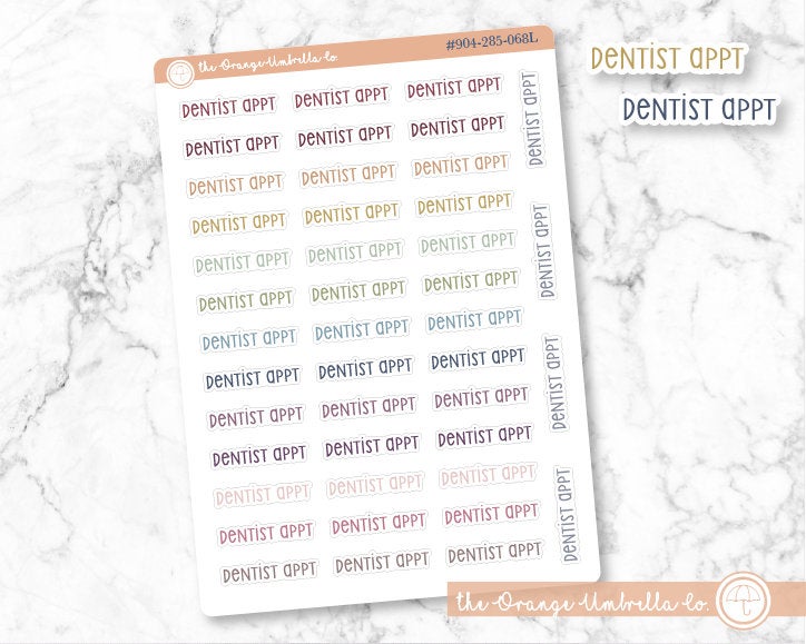 Dentist Appt Script Planner Stickers | F3  | 904-285-001L-WH
