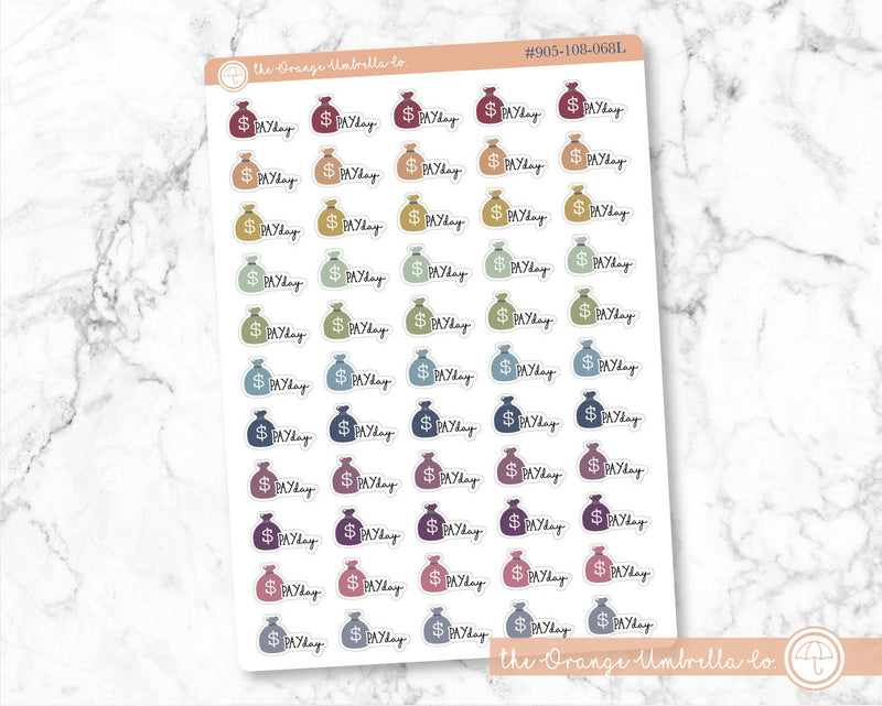 Pay Day Money Bag Icon Script Planner Stickers and Labels | FC11 | E-041 / 905-108