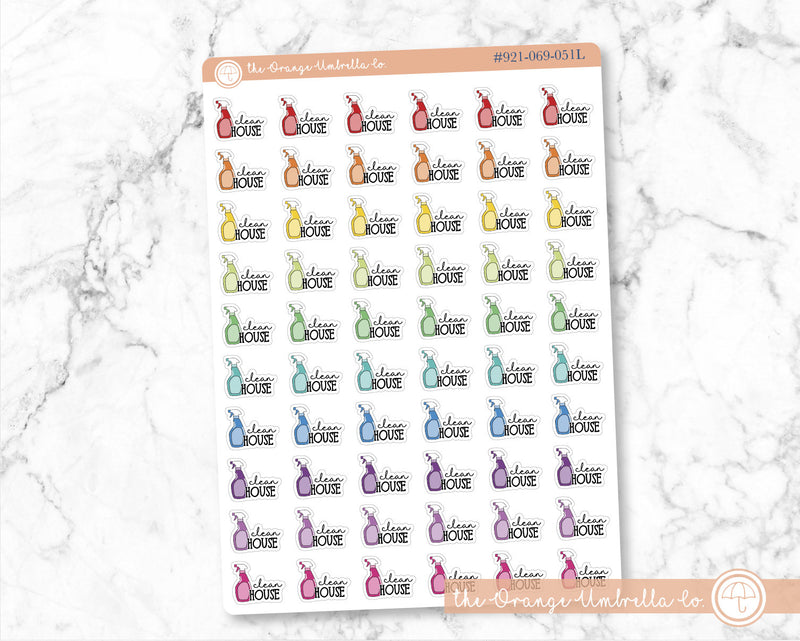 Clean House Script Icon Planner Stickers, Icon Script Labels, Color Print Planning Stickers, FC11 (