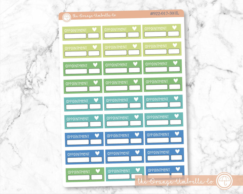 Appointment Quarter Box Script Planner Stickers and Labels | F3 Bright | L-290-L-293 / 922-017