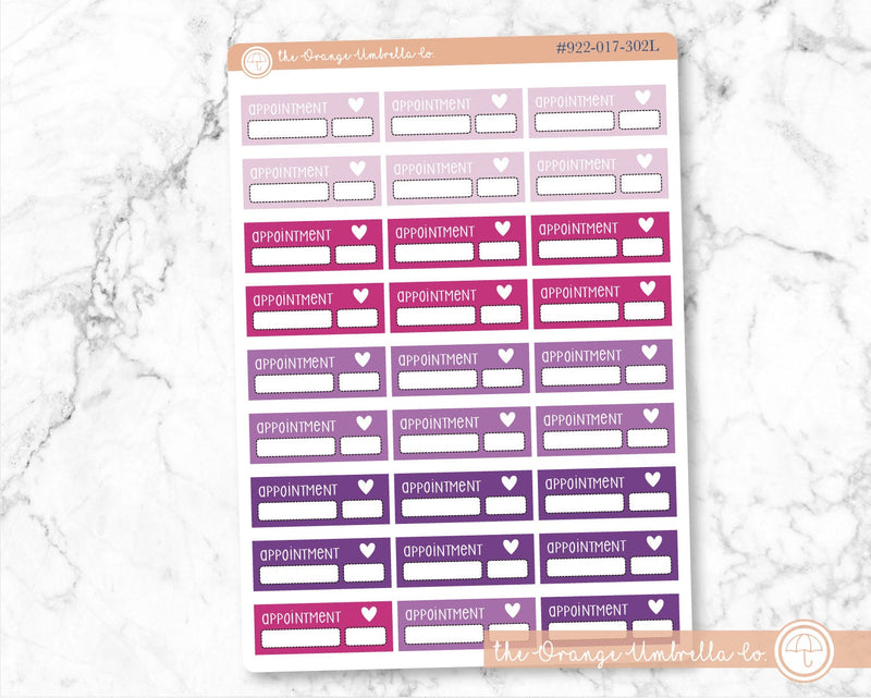 Appointment Quarter Box Script Planner Stickers and Labels | F3 Bright | L-290-L-293 / 922-017