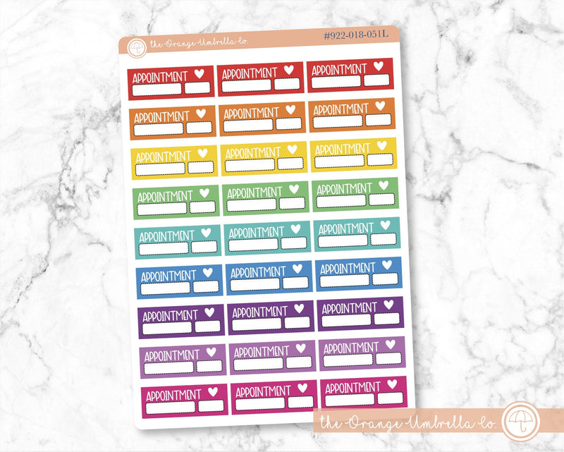 Appointment Reminder - Quarter Box Script Planner Stickers and Labels | F8 | L-079 / 922-018-051L-WH