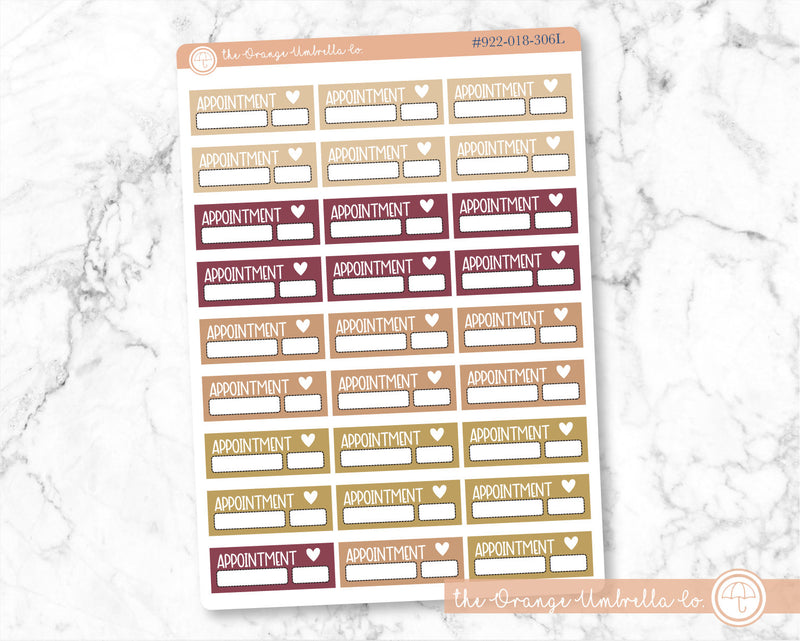 Appointment Reminder - Quarter Box Script Planner Stickers and Labels | F8 Muted | L-083-086/ 922-018-306L-WH