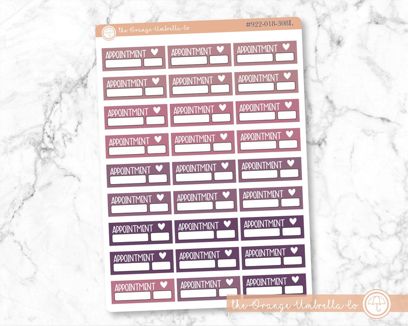 Appointment Reminder - Quarter Box Script Planner Stickers and Labels | F8 Muted | L-083-086/ 922-018-306L-WH
