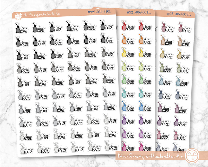 Clean House Script Icon Planner Stickers, Icon Script Labels, Color Print Planning Stickers, FC11 (