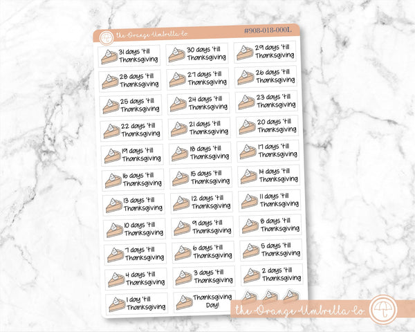 Thanksgiving Countdown Icon Script Planner Stickers, Script Icon Countdown Labels, Color Print Planning Stickers, FJP (#908-018-000L-WH)