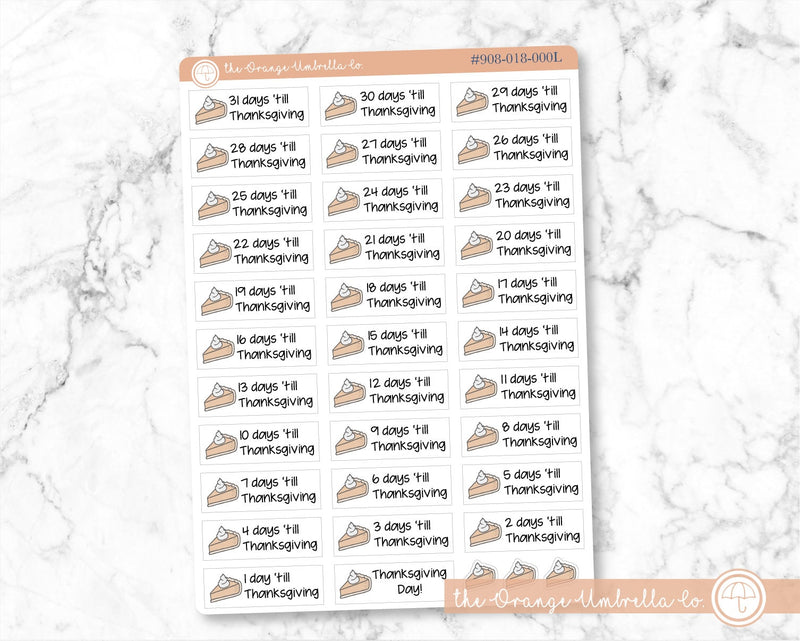 Thanksgiving Countdown Icon Script Planner Stickers, Script Icon Countdown Labels, Color Print Planning Stickers, FJP (
