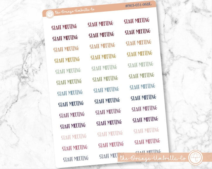 CLEARANCE | Staff Meeting Script Planner Stickers | F1  | S-209