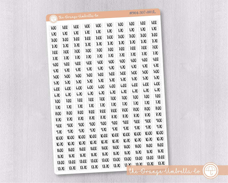 CLEARANCE | Time - Half Hour Time Planner Stickers | F1 Clear Matte | B-067-BCM