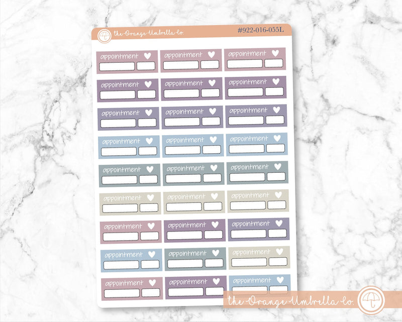 Quarter Box Appointment Reminders Planner Stickers, Appt Tracking Labels, Color Planning Stickers, FJP (