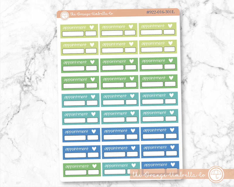 Appointment Reminder - Quarter Box Jen Plans Script Planner Stickers and Labels | FJP Brights | L-279-282 / 922-016-300L-WH