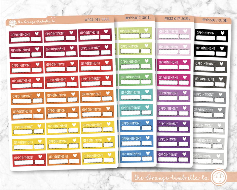 Appointment Quarter Box Script Planner Stickers and Labels | F3 Bright | L-290-L-293 / 922-017