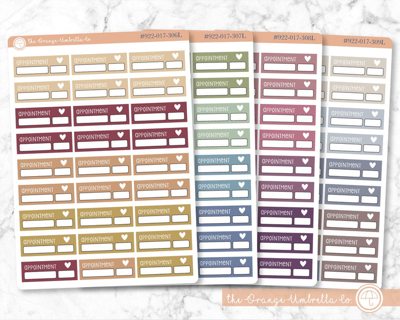 Appointment Quarter Box Script Planner Stickers and Labels | F3 Muted | L-293-L-296 / 922-017