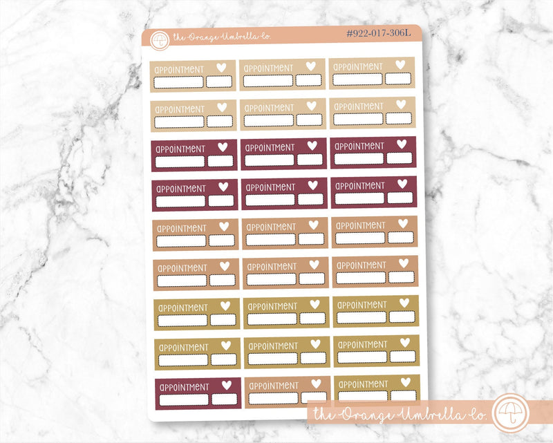 Appointment Quarter Box Script Planner Stickers and Labels | F3 Muted | L-293-L-296 / 922-017