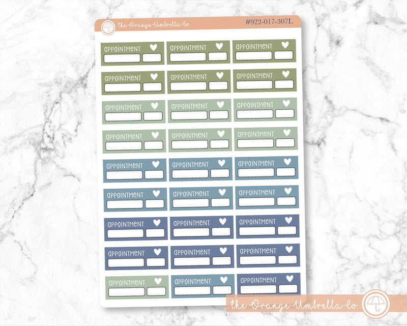 Appointment Quarter Box Script Planner Stickers and Labels | F3 Muted | L-293-L-296 / 922-017