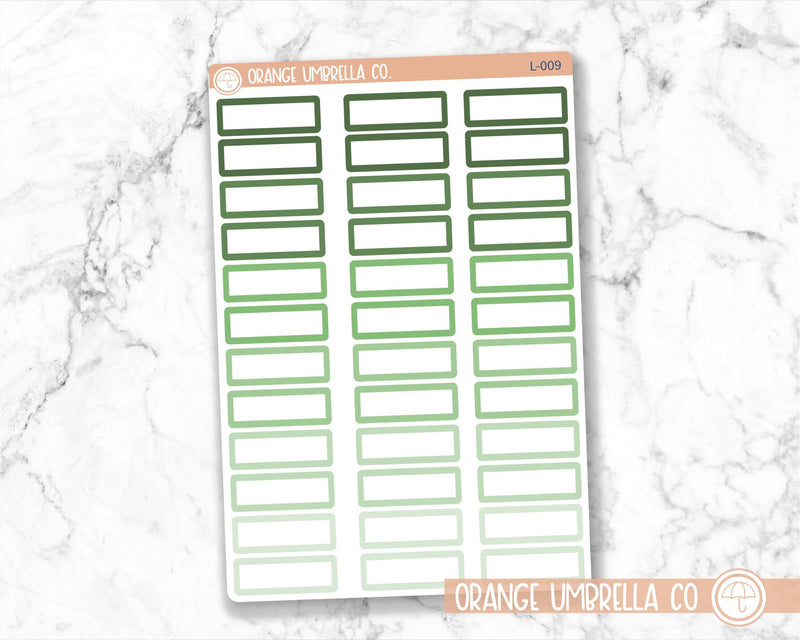 Basic Event Labels for 7x9  Planners, Green Ombre Header Labels, Blank Appointment Planner Stickers (