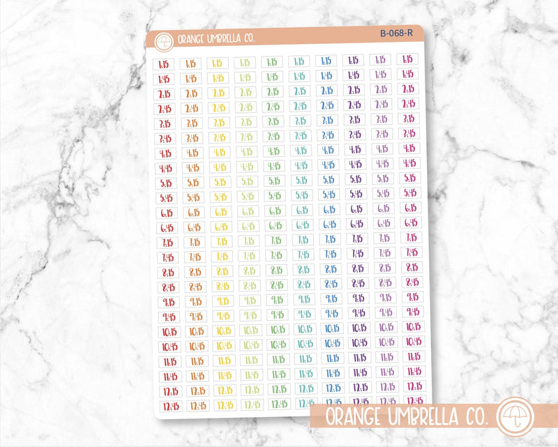 Time - Quarter and 3-Quarter Hour Planner Stickers and Labels | F1 Color Print Labels | B-068