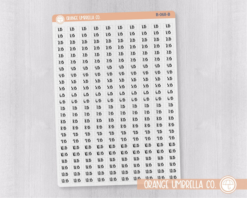 Time  - Quarter and 3-Quarter Hour Time Planner Stickers | F1 Clear Matte | B-068-BCM