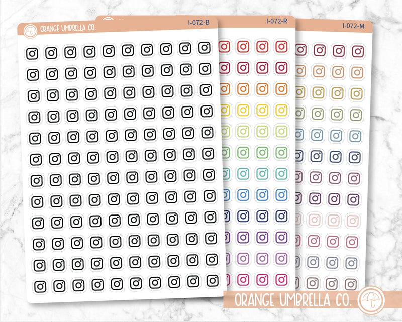 Instagram Icon Label Planner Stickers, IG Icon Labels, Color Print Planning Stickers (
