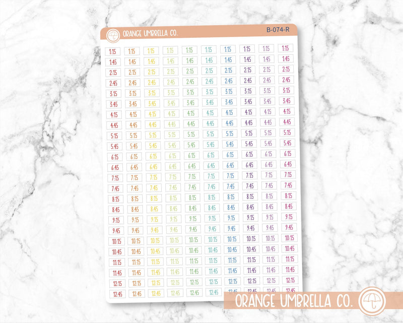 CLEARANCE | Time - Quarter and 3-Quarter Hour Script Planner Stickers | FC11 | B-074
