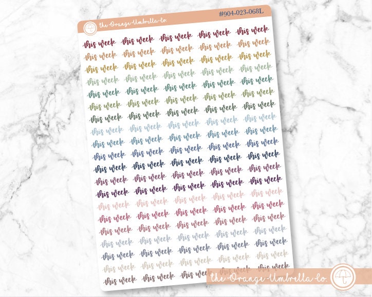 This Week Label Planner Stickers, Rainbow "This Week" Labels, This Week Planner Stickers, F7 (
