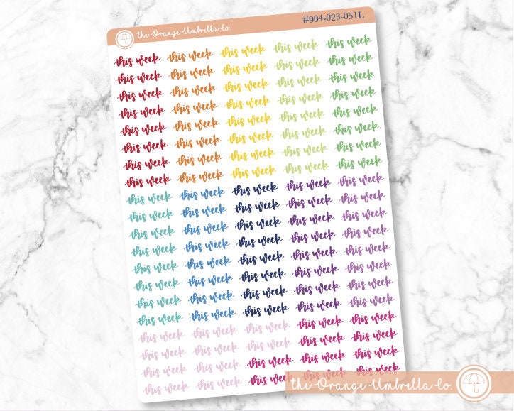 This Week Label Planner Stickers, Rainbow "This Week" Labels, This Week Planner Stickers, F7 (