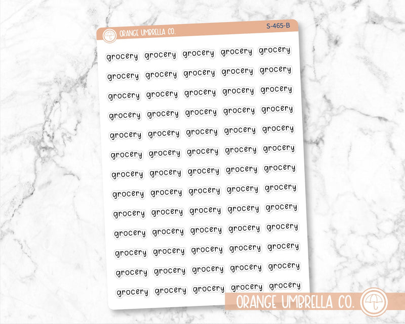 Grocery Label Planner Stickers, Julie's Plans Script "Grocery" Labels, Color Print Planning Stickers, JF (S-465)