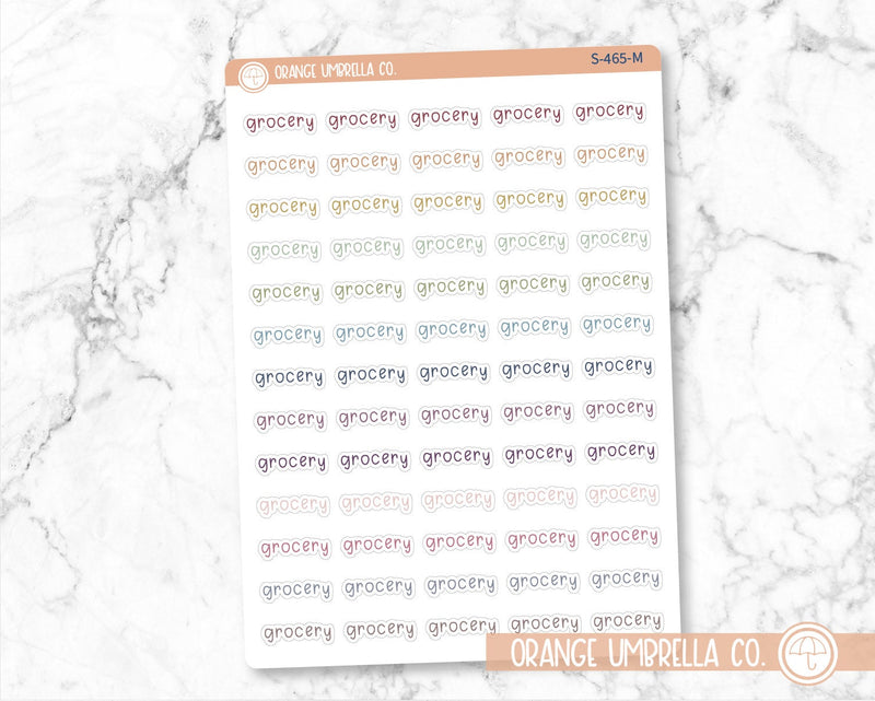 Grocery Label Planner Stickers, Julie's Plans Script "Grocery" Labels, Color Print Planning Stickers, JF (S-465)