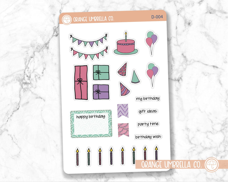 CLEARANCE | Birthday Deco Planner Stickers | D-004