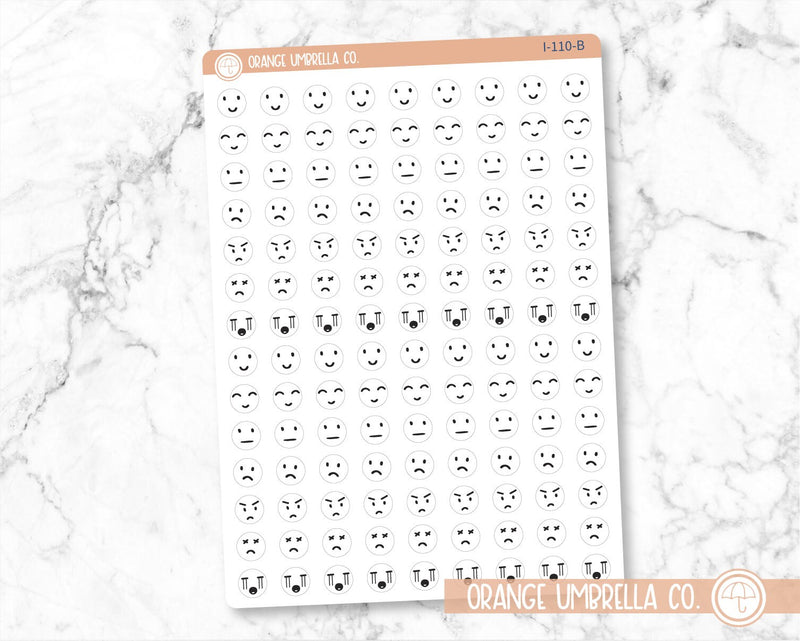 Emotions Tracker Icon Planner Stickers, Icon Emoticon Emotions Planner Labels, Emoticon Planning Stickers (I-110)