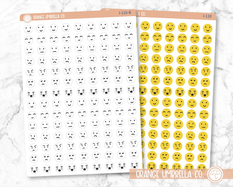 Emotions Tracker Icon Planner Stickers, Icon Emoticon Emotions Planner Labels, Emoticon Planning Stickers (I-110)
