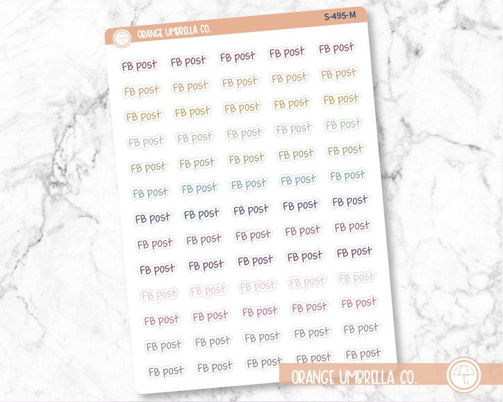 FB Post Planner Stickers, Script "FB Post" Labels, Color Print Planning Stickers, JF (S-495)