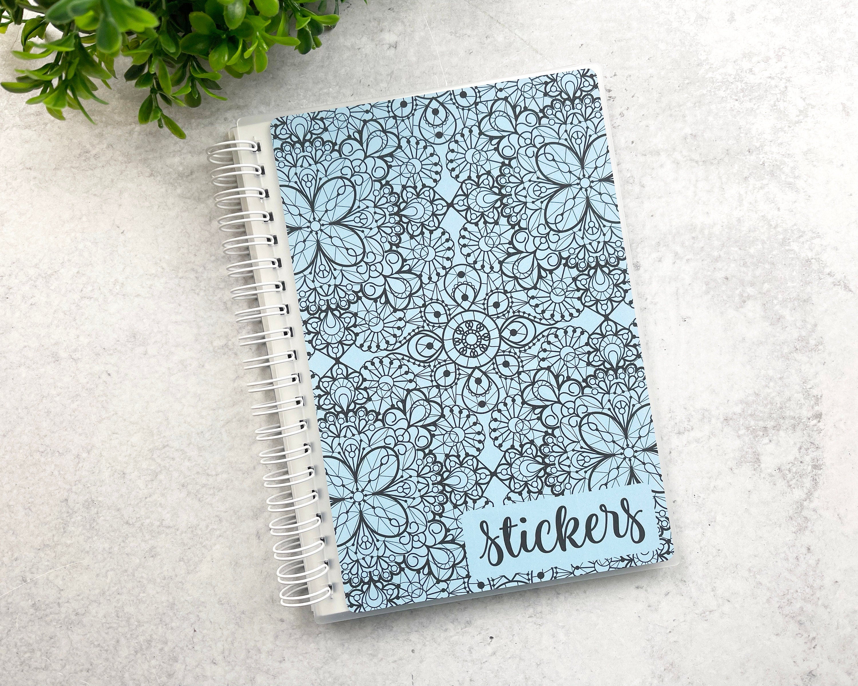 Blue Floral Geometric Reusable Planner Sticker Storage Album | Album8