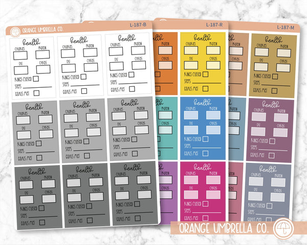 Macro/Calories Intake Tracker - Full Box Script Planner Stickers and Labels | FC12 | L-187