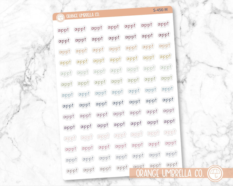 Appt Label Planner Stickers, Script "Appt" Labels, Color Print Planning Stickers, JF (S-456)