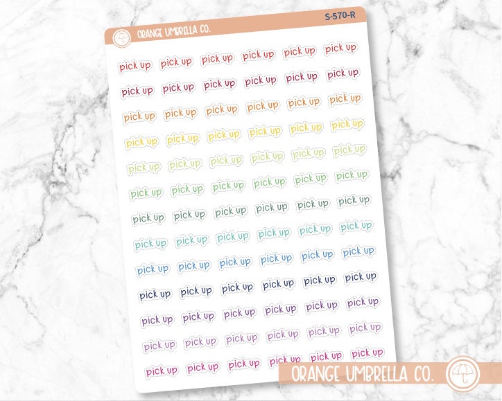 Pick Up Planner Stickers, Script "Pick Up" Labels, Color Print Planning Stickers, JF (S-570)