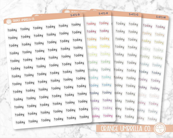 Today Label Planner Stickers, Julie's Plans Script "Today" Labels, Color Print Planning Stickers, JF (S-471)