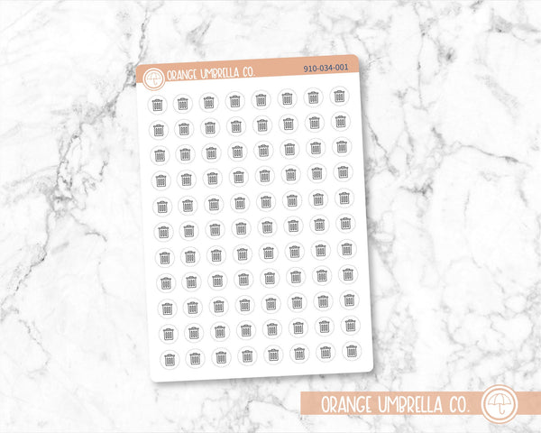 Trash Can/Garbage/Recycling Budge Icon Planner Stickers | I-236